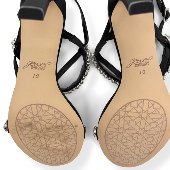 Jewel Badgley Mischka Black Crystal Odette Slingback Sandal‎ - Womens Size 10 - Picture 7 of 7